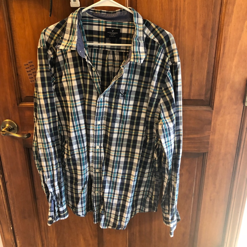 Blue Plaid AE Button Up